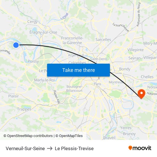 Verneuil-Sur-Seine to Le Plessis-Trevise map