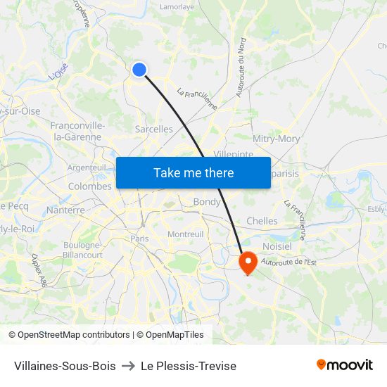 Villaines-Sous-Bois to Le Plessis-Trevise map