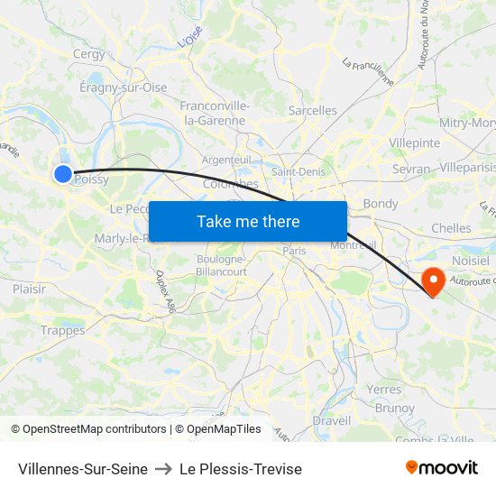 Villennes-Sur-Seine to Le Plessis-Trevise map
