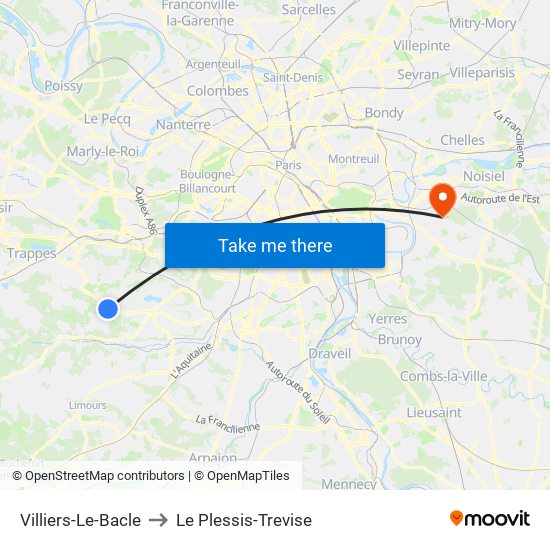 Villiers-Le-Bacle to Le Plessis-Trevise map