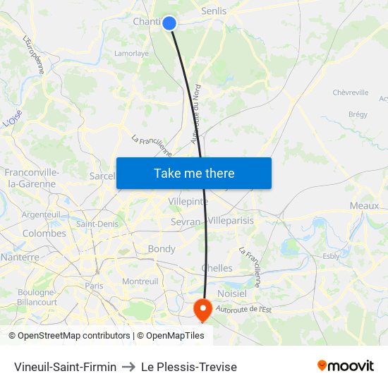 Vineuil-Saint-Firmin to Le Plessis-Trevise map
