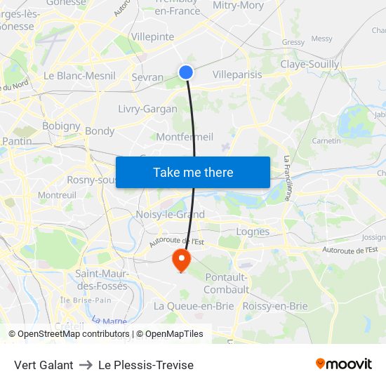 Vert Galant to Le Plessis-Trevise map