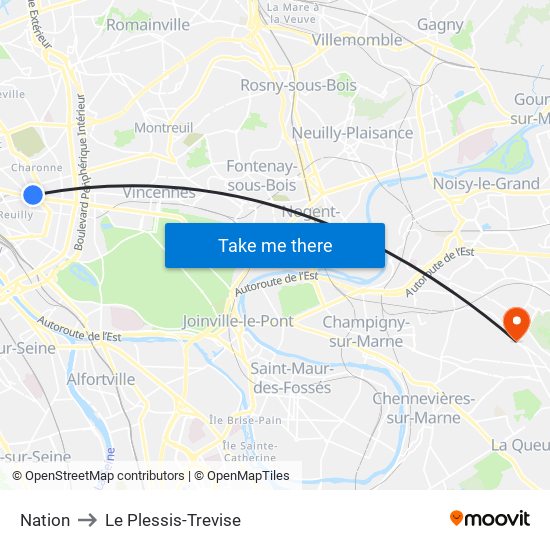 Nation to Le Plessis-Trevise map