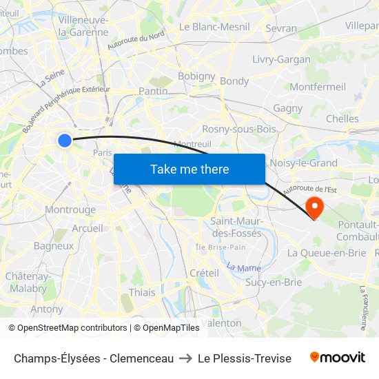 Champs-Élysées - Clemenceau to Le Plessis-Trevise map