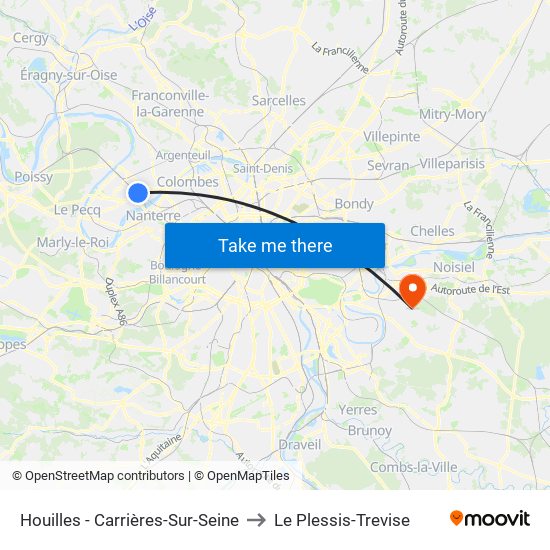 Houilles - Carrières-Sur-Seine to Le Plessis-Trevise map