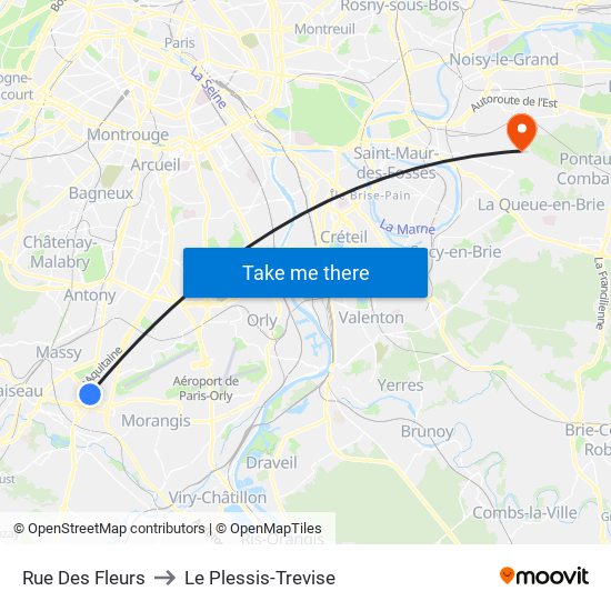 Rue Des Fleurs to Le Plessis-Trevise map