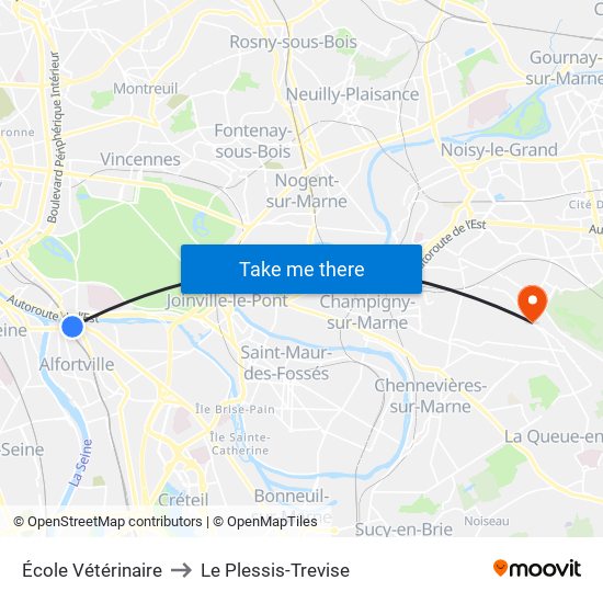 École Vétérinaire to Le Plessis-Trevise map