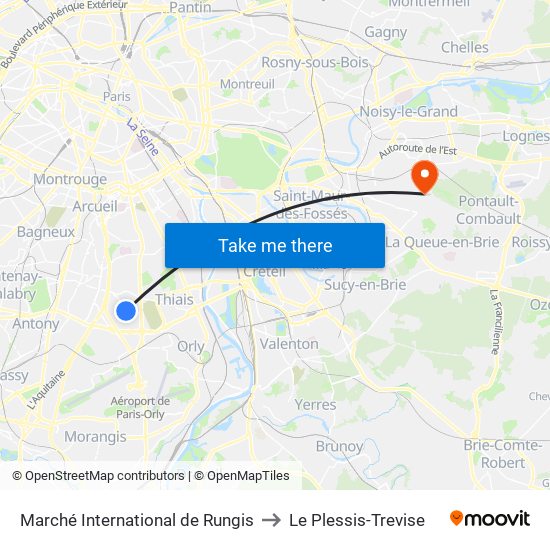 Marché International de Rungis to Le Plessis-Trevise map