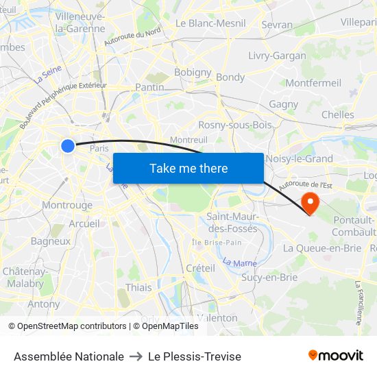 Assemblée Nationale to Le Plessis-Trevise map