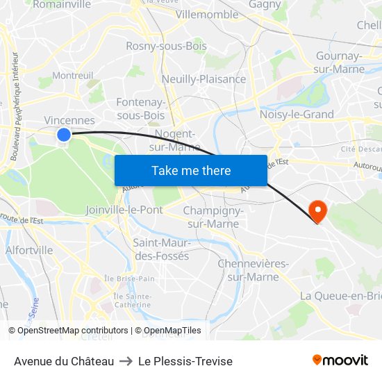 Avenue du Château to Le Plessis-Trevise map
