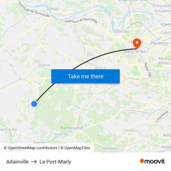 Adainville to Le Port-Marly map