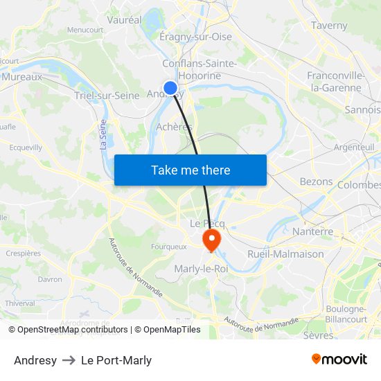 Andresy to Le Port-Marly map