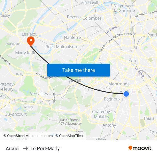 Arcueil to Le Port-Marly map