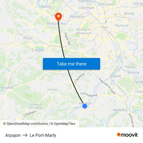 Arpajon to Le Port-Marly map