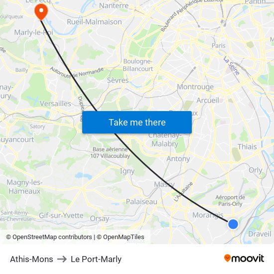 Athis-Mons to Le Port-Marly map