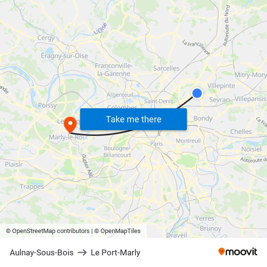 Aulnay-Sous-Bois to Le Port-Marly map