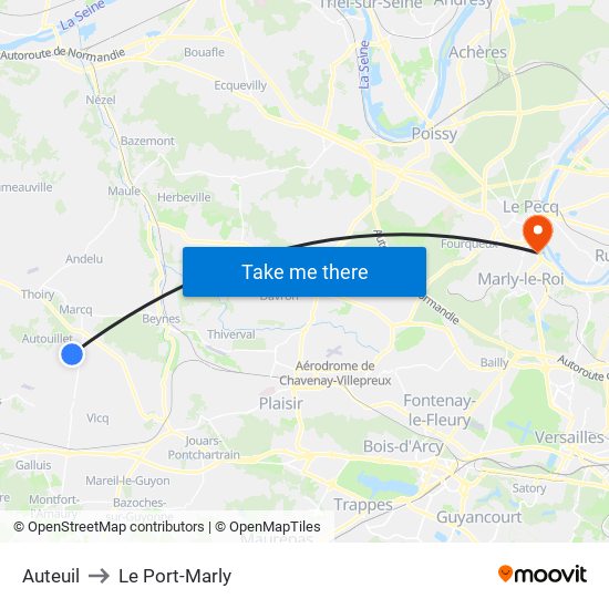 Auteuil to Le Port-Marly map