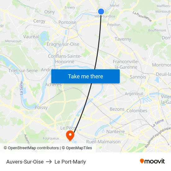 Auvers-Sur-Oise to Le Port-Marly map