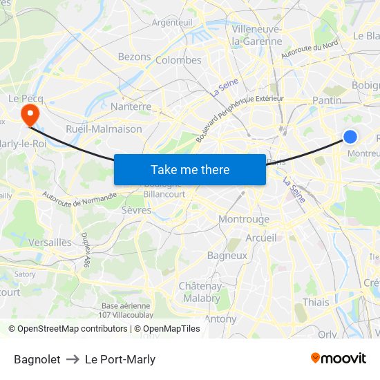 Bagnolet to Le Port-Marly map