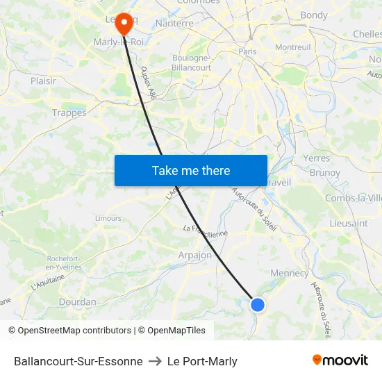 Ballancourt-Sur-Essonne to Le Port-Marly map