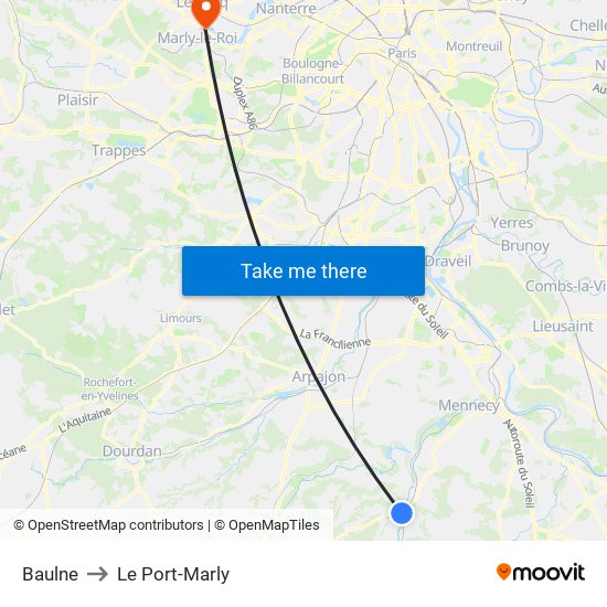 Baulne to Le Port-Marly map