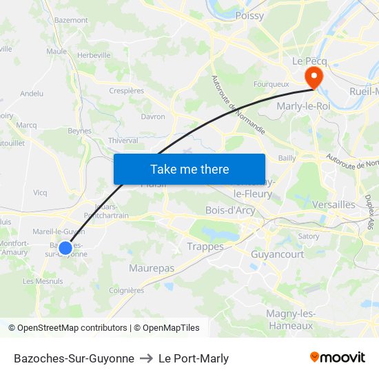 Bazoches-Sur-Guyonne to Le Port-Marly map