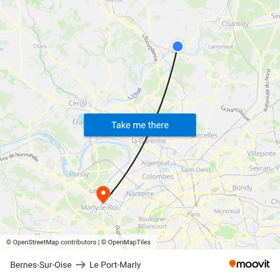 Bernes-Sur-Oise to Le Port-Marly map