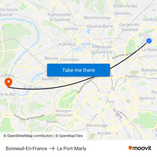 Bonneuil-En-France to Le Port-Marly map