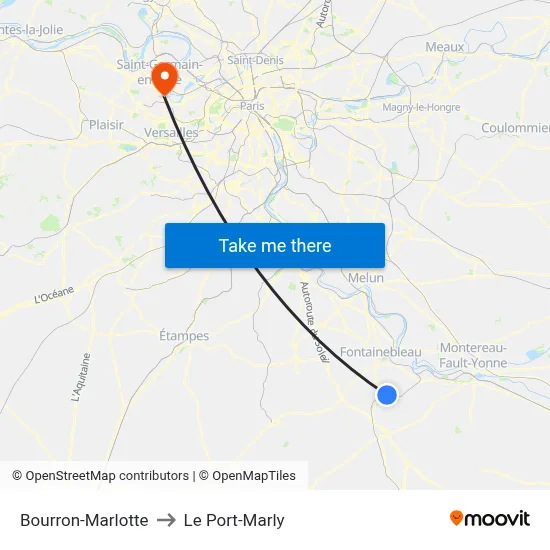 Bourron-Marlotte to Le Port-Marly map