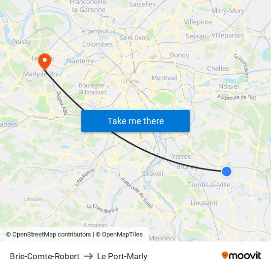 Brie-Comte-Robert to Le Port-Marly map