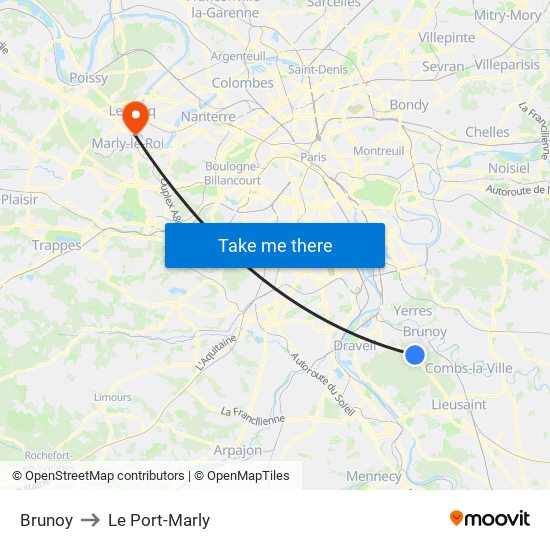 Brunoy to Le Port-Marly map