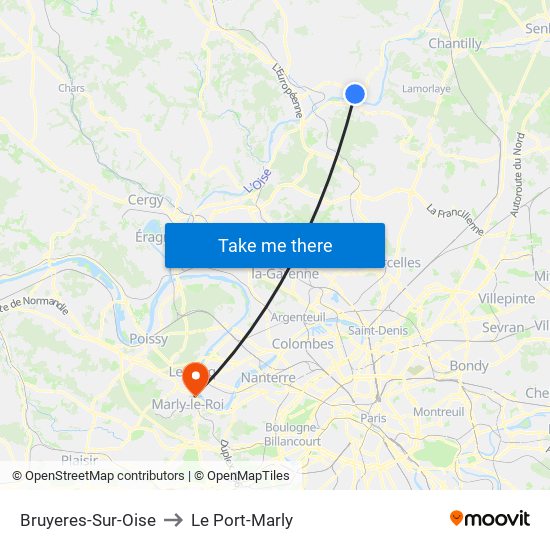 Bruyeres-Sur-Oise to Le Port-Marly map