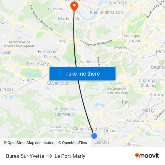 Bures-Sur-Yvette to Le Port-Marly map