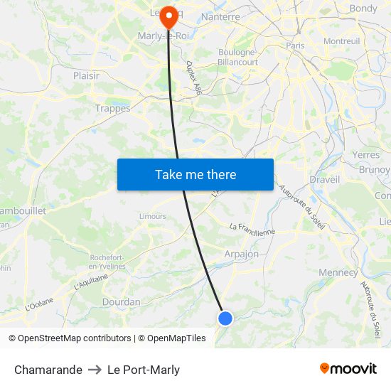 Chamarande to Le Port-Marly map