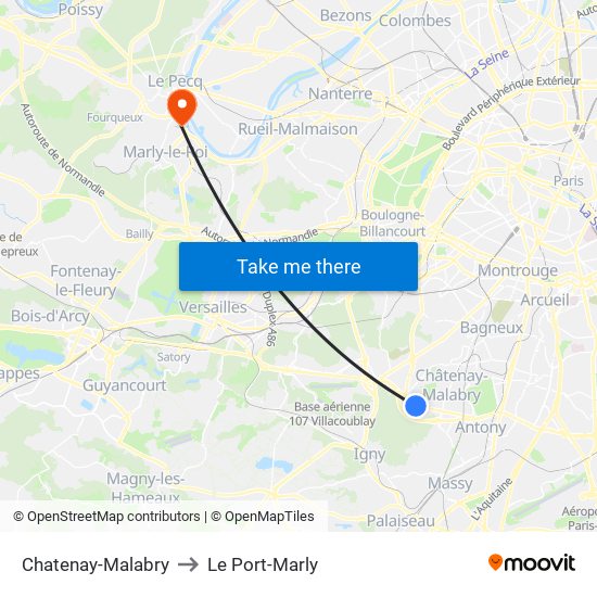 Chatenay-Malabry to Le Port-Marly map