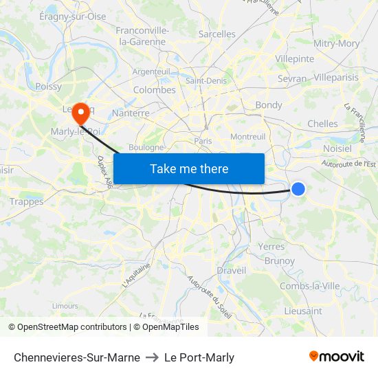 Chennevieres-Sur-Marne to Le Port-Marly map