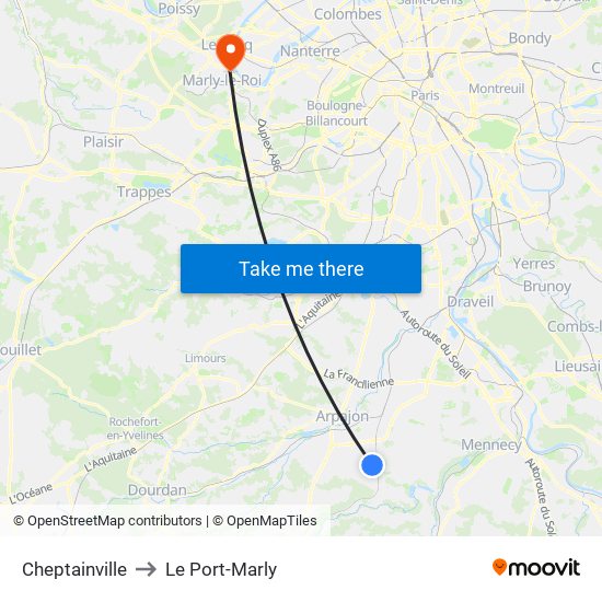 Cheptainville to Le Port-Marly map