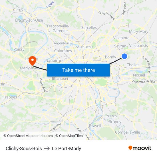 Clichy-Sous-Bois to Le Port-Marly map