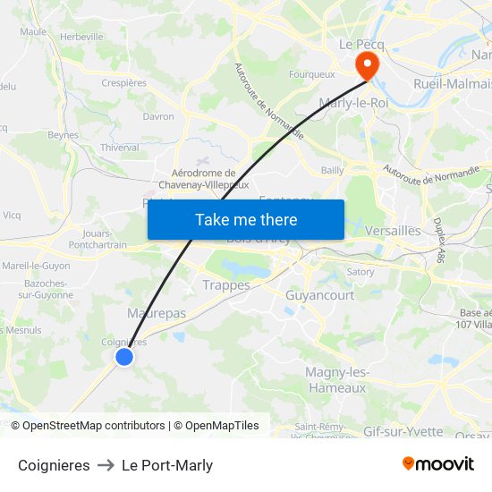 Coignieres to Le Port-Marly map