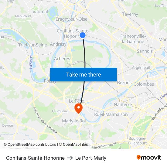 Conflans-Sainte-Honorine to Le Port-Marly map