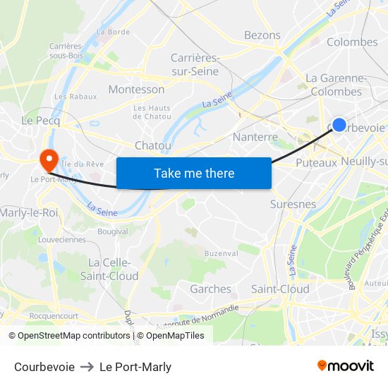 Courbevoie to Le Port-Marly map