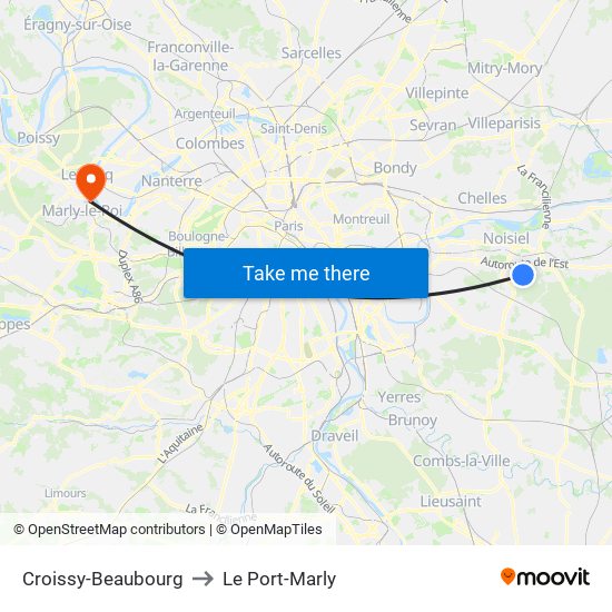 Croissy-Beaubourg to Le Port-Marly map