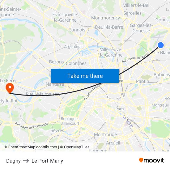 Dugny to Le Port-Marly map