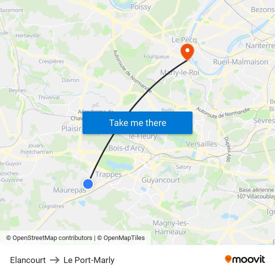 Elancourt to Le Port-Marly map