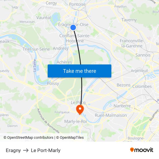 Eragny to Le Port-Marly map