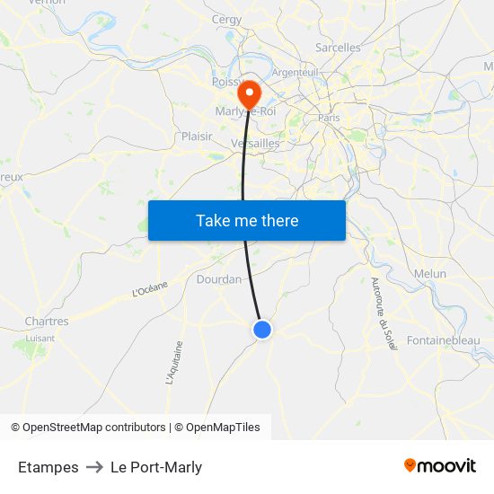 Etampes to Le Port-Marly map