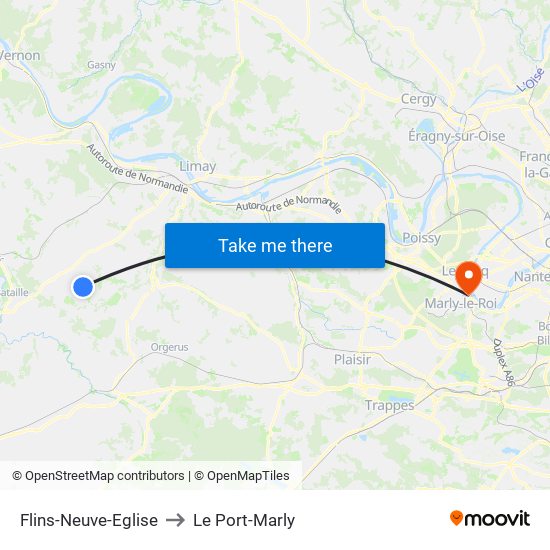 Flins-Neuve-Eglise to Le Port-Marly map