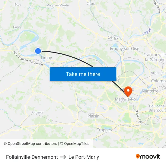 Follainville-Dennemont to Le Port-Marly map