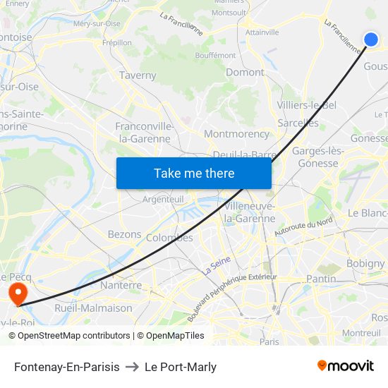 Fontenay-En-Parisis to Le Port-Marly map