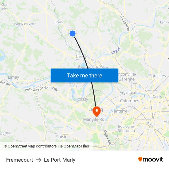 Fremecourt to Le Port-Marly map